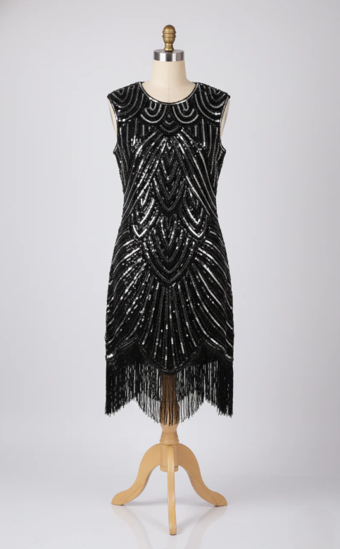 Black Sequin Flapper Dress
