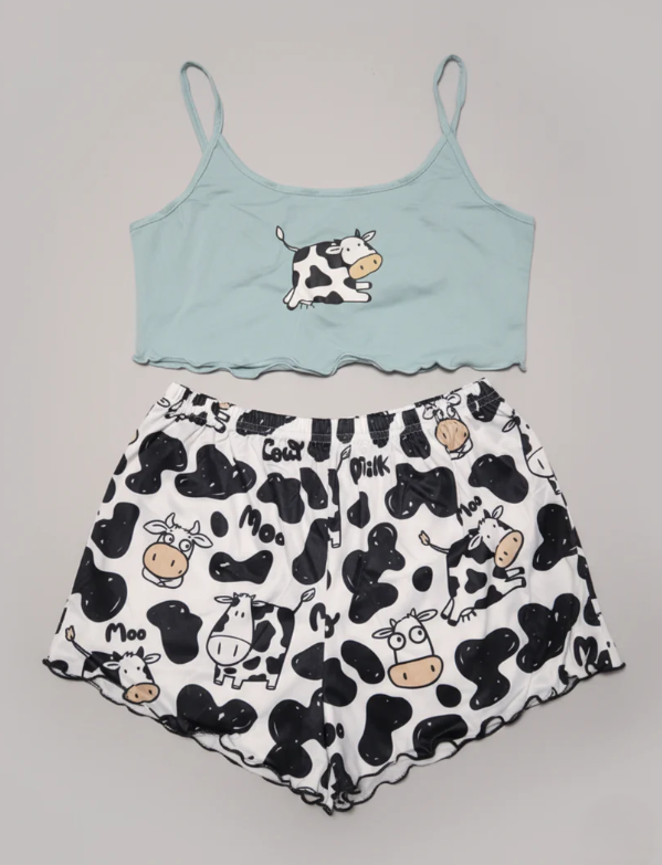 Cute Cow Print Pajama Set
