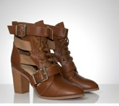 Brown Heeled Cutout Ankle Boots