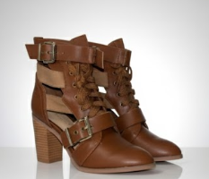 Brown Heeled Cutout Ankle Boots