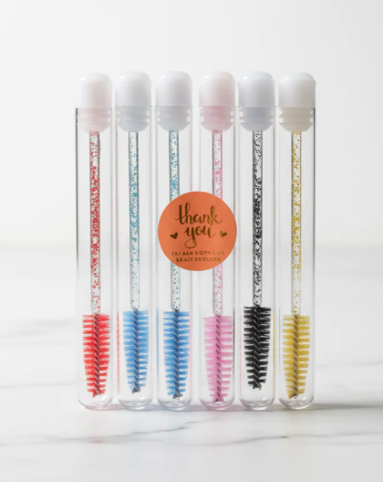 Disposable Eyelash Mascara Wands & Spoolies with Protective Tube Case