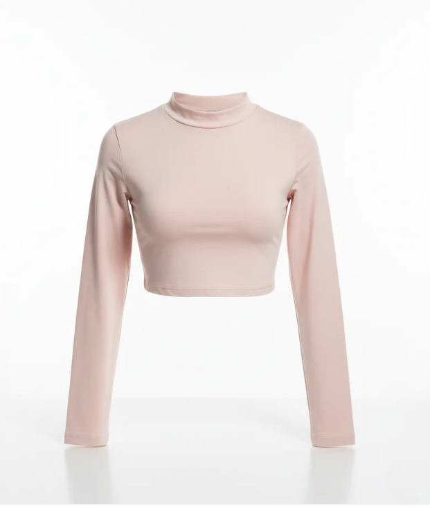 Women's Ribbed Knit Long Sleeve Crop Top