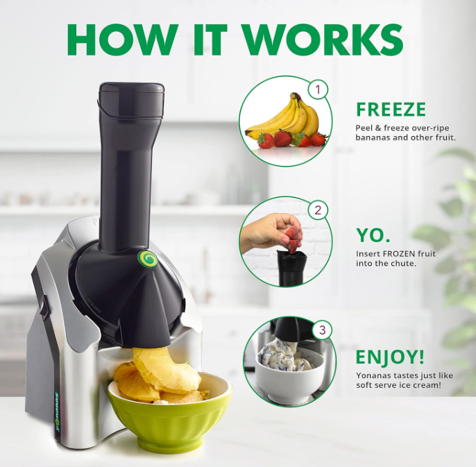 Yonanas Classic Frozen Fruit Soft Serve Maker for Healthy Vegan and Dairy-Free Treats