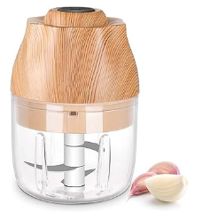 Portable Electric Food Chopper with Wood Grain Finish