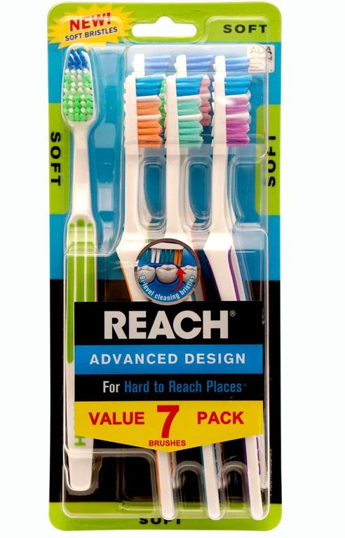 REACH Advanced Design Adult Toothbrush, Soft, 7 Count
