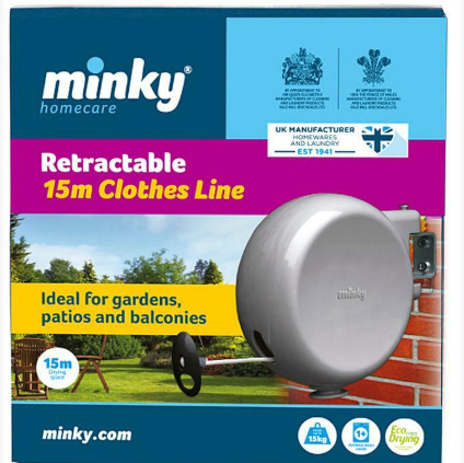 Minky Retractable Outdoor Clothes Reel Line 15m
