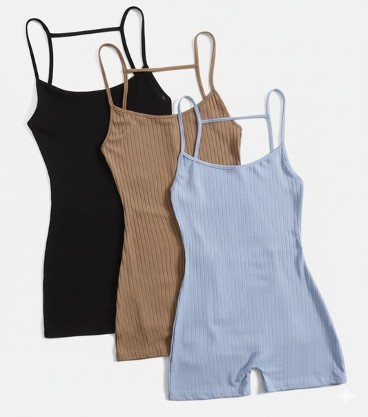 Women's Solid Color Spaghetti Strap Romper Jumpsuit